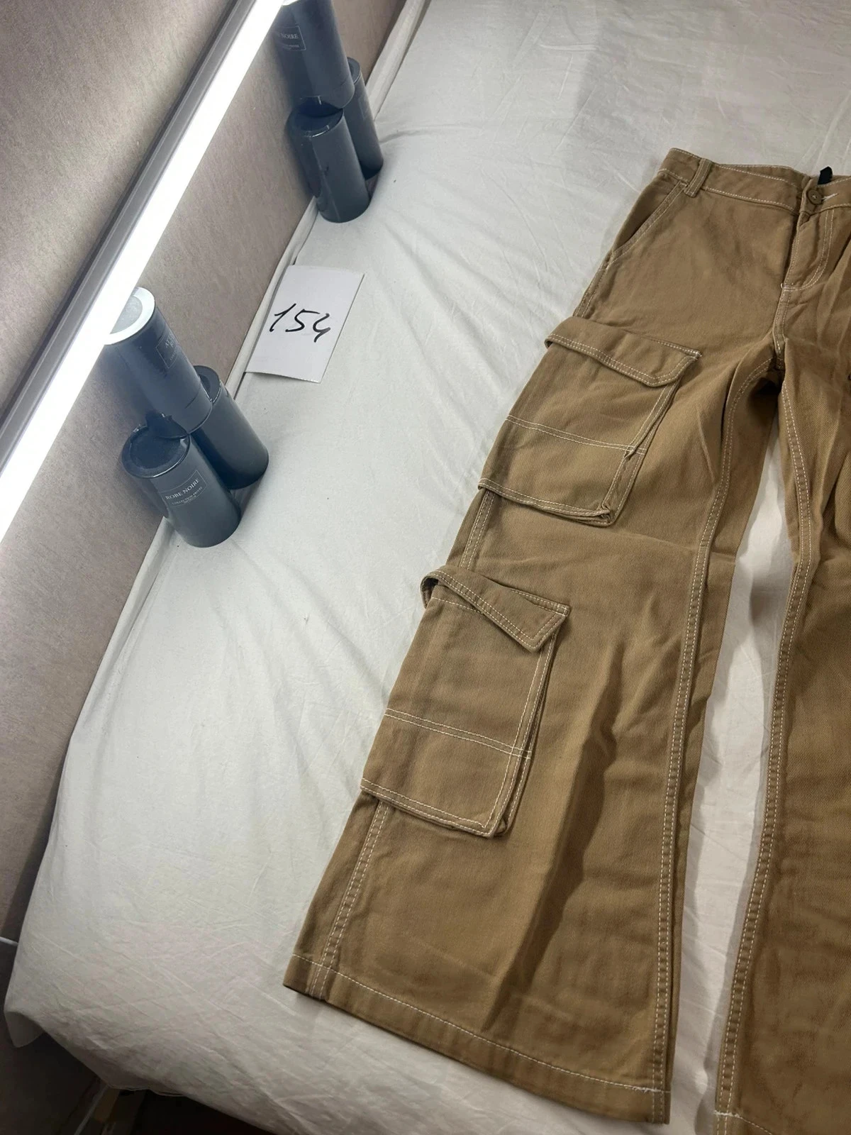 Brown beige wide leg divided h&m pants – photo 3